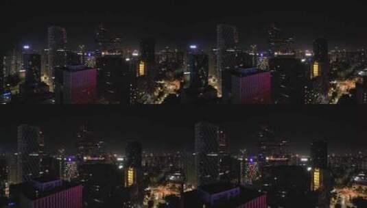 深圳湾南山区夜景航拍高清在线视频素材下载