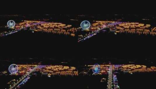 内蒙古呼和浩特恼包村4k夜景航拍高清在线视频素材下载