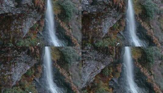 高清实拍眉山洪雅瓦屋山森林瀑布彩虹高清在线视频素材下载