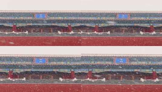 竖屏4K升格实拍大雪的北京故宫博物院午门高清在线视频素材下载