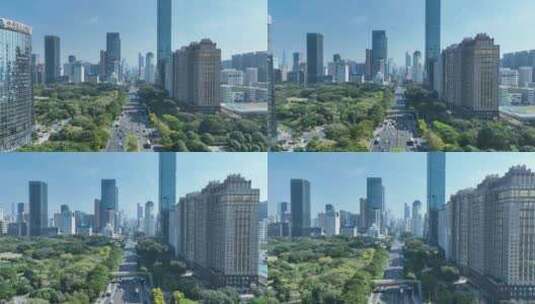 深圳华强北道路交通航拍深南大道建筑风光高清在线视频素材下载