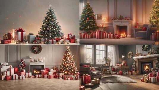 圣诞树圣诞礼物高清在线视频素材下载