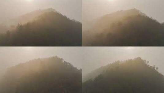 逆光云雾山间野外航拍高清在线视频素材下载