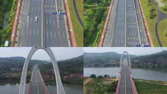 航拍韶关韶州大桥高清在线视频素材下载