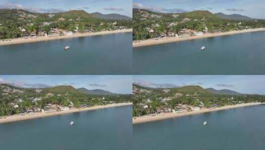 泰国苏梅岛波普海滩海岸线航拍自然景观高清在线视频素材下载