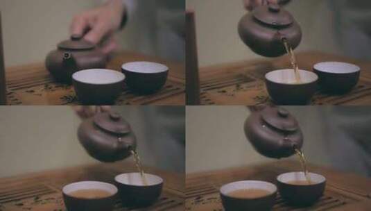 中式茶具 倒茶高清在线视频素材下载