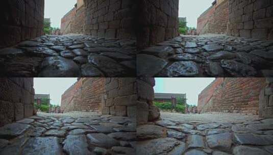 古城古镇老巷城门沧桑的石头路高清在线视频素材下载