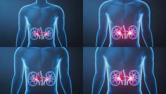 透明人体内的肾脏生物科技医学概念三维渲染高清在线视频素材下载