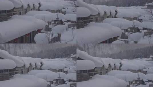 雪中乡村房屋的冬日景象高清在线视频素材下载