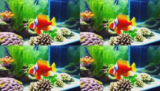 水族馆小丑鱼与珊瑚景观高清在线视频素材下载