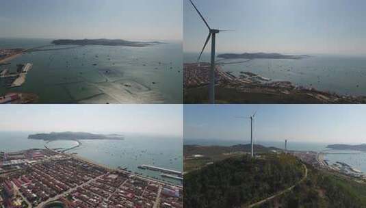 航拍海上水产养殖区全景高清在线视频素材下载