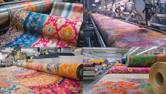 纺织工艺现代织布 多彩布料工业生产机械制高清在线视频素材下载