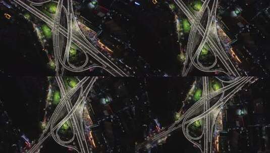 航拍广西南宁青竹立交城市交通道路夜景车流高清在线视频素材下载