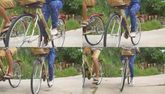一对夫妇在户外骑自行车高清在线视频素材下载
