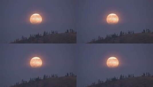 橙色的月亮从山脊后面升起高清在线视频素材下载