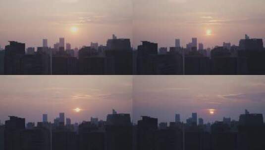 城市日落上海航拍高清在线视频素材下载