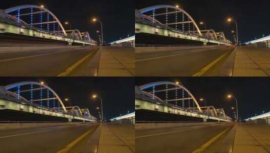 西安 浐灞 广运大桥 夜晚 车轨流光 延时高清在线视频素材下载