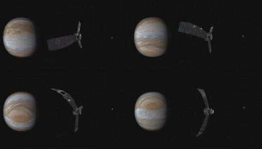 美国宇航局4K朱诺航天器与木星在距离1动画可视化高清在线视频素材下载