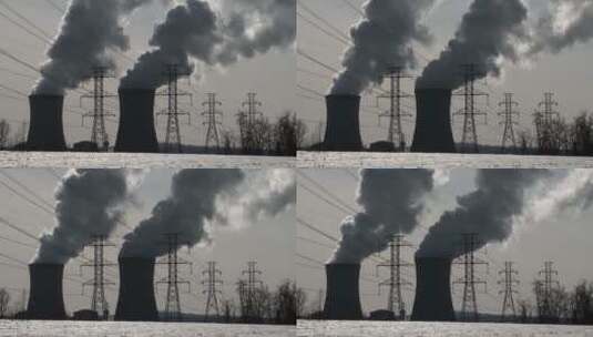 核电站升起的浓烟高清在线视频素材下载