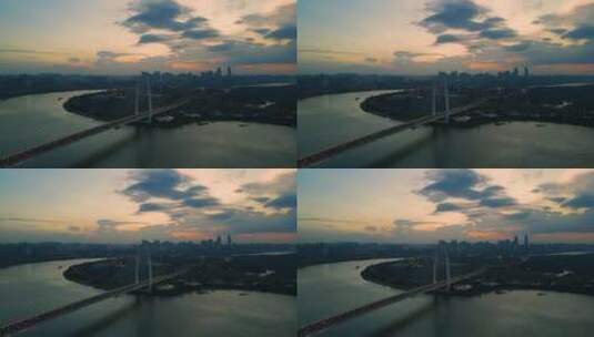 航拍南宁青山大桥立交桥夜景高清在线视频素材下载