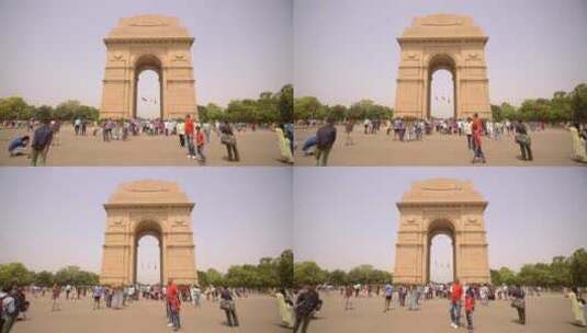 印度门前的游客人群高清在线视频素材下载