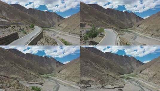 西藏公路 风景 蓝天白云高清在线视频素材下载