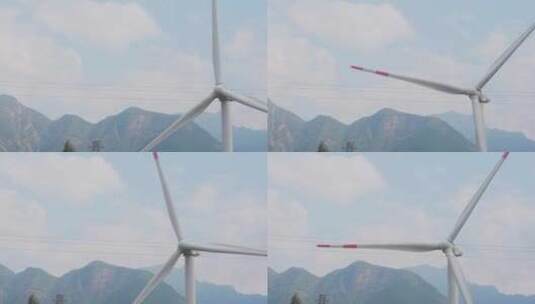 大山里风力发电小发电站风车高清在线视频素材下载