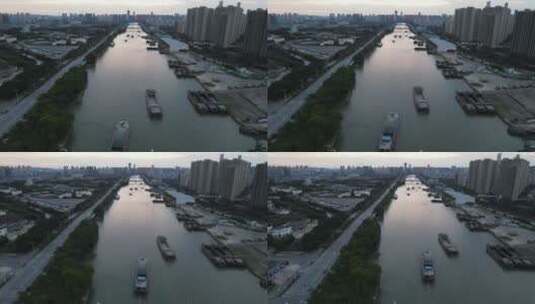 京杭大运河延时4K航拍高清在线视频素材下载
