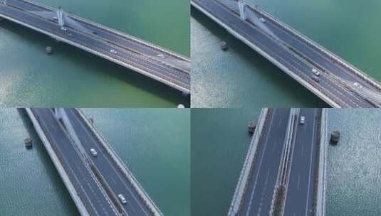 4k桥与车流城市景观航拍素材高清在线视频素材下载