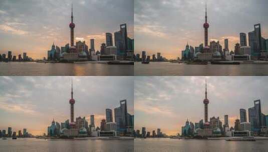 8k延时上海清晨日出东方塔高清在线视频素材下载