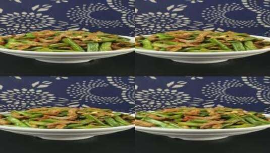 家常菜品四季豆炒肉4k视频高清在线视频素材下载