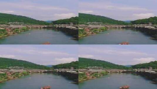 湖南湘西凤凰古城沱江风景竖屏航拍高清在线视频素材下载