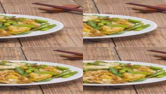韭菜炒荷包蛋菜品美食4k竖版视频高清在线视频素材下载