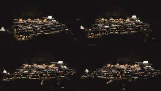 航拍日喀则扎什伦布寺夜景高清在线视频素材下载
