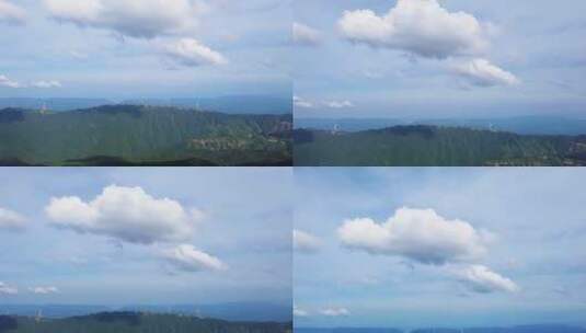 湖南雪峰山苏宝顶自然风光蓝天白云风力发电高清在线视频素材下载