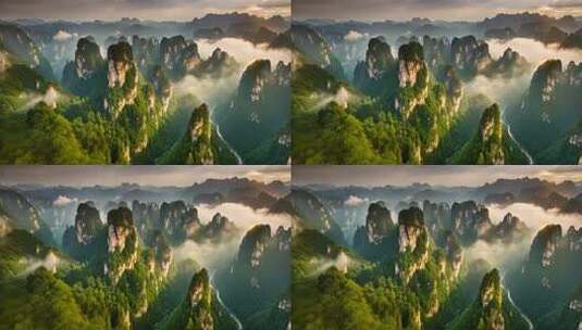 张家界武陵源山脉风光高清在线视频素材下载