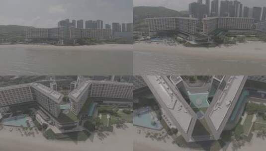 惠州小径湾艾美酒店海滨度假区建筑群俯瞰高清在线视频素材下载