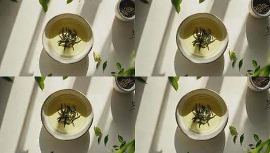碗中绿茶特写高清在线视频素材下载