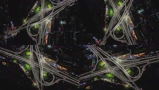 航拍广西南宁青竹立交城市交通道路夜景车流高清在线视频素材下载