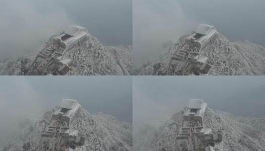 航拍南岳雾凇雪景高清在线视频素材下载