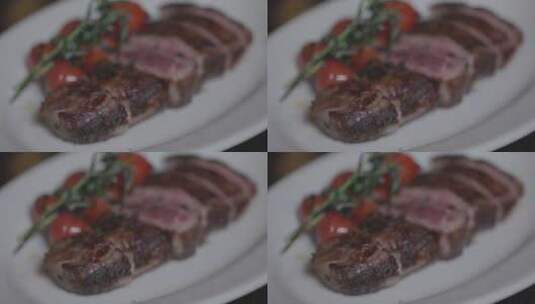 美式高级餐厅厨师澳洲牛排制作高清在线视频素材下载