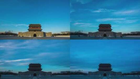 北京永定门城楼白转黑4K延时拍摄高清在线视频素材下载