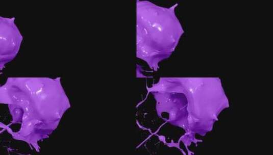 紫色液体颜料泼洒飞溅高清在线视频素材下载