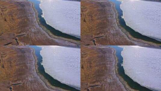 呼伦湖冰冻湖面航拍高清在线视频素材下载