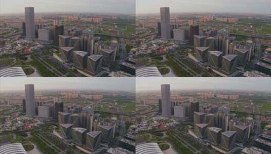 4K航拍上海前滩建筑群高清在线视频素材下载
