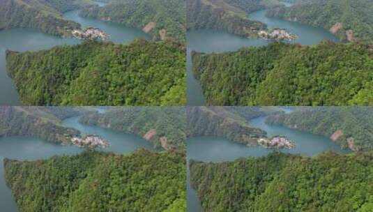 安徽省黄山市太平湖周坪村航拍高清在线视频素材下载
