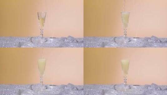 慢动作升格倒香槟 酒 漂亮的杯子高清在线视频素材下载