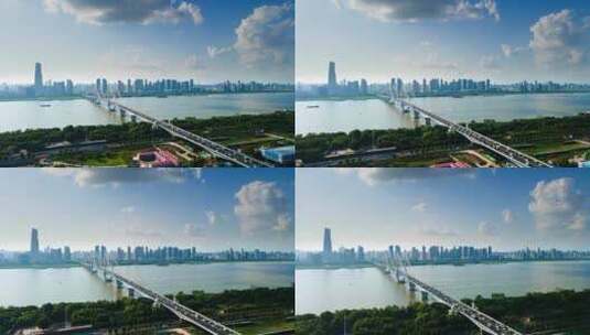 武汉江景长江二桥延时高清在线视频素材下载