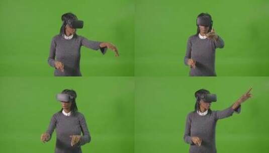 戴虚拟现实眼镜的女人高清在线视频素材下载