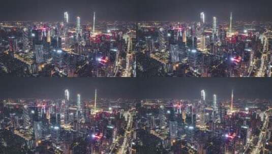 广州大气夜景航拍延时-对角面1 城市夜景 霓虹车流高清在线视频素材下载